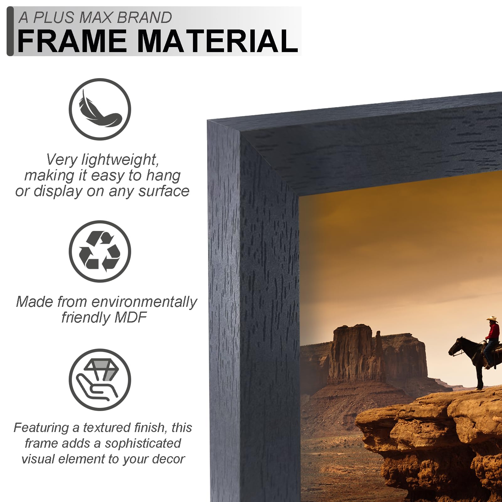 A PLUS MAX 18x24 back-mount frame ready for quick hanging.
