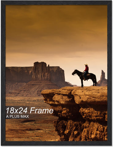 A PLUS MAX 18x24 frame front view for wall display in black engineered wood.