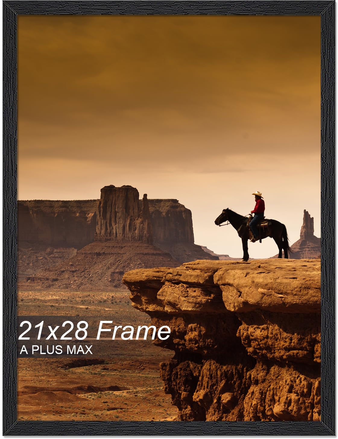 A PLUS MAX 21x28 frame front view in black engineered wood for wall display