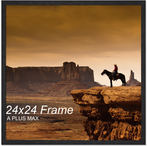 A PLUS MAX square 24x24 frame, black front view, ideal for showcasing posters.