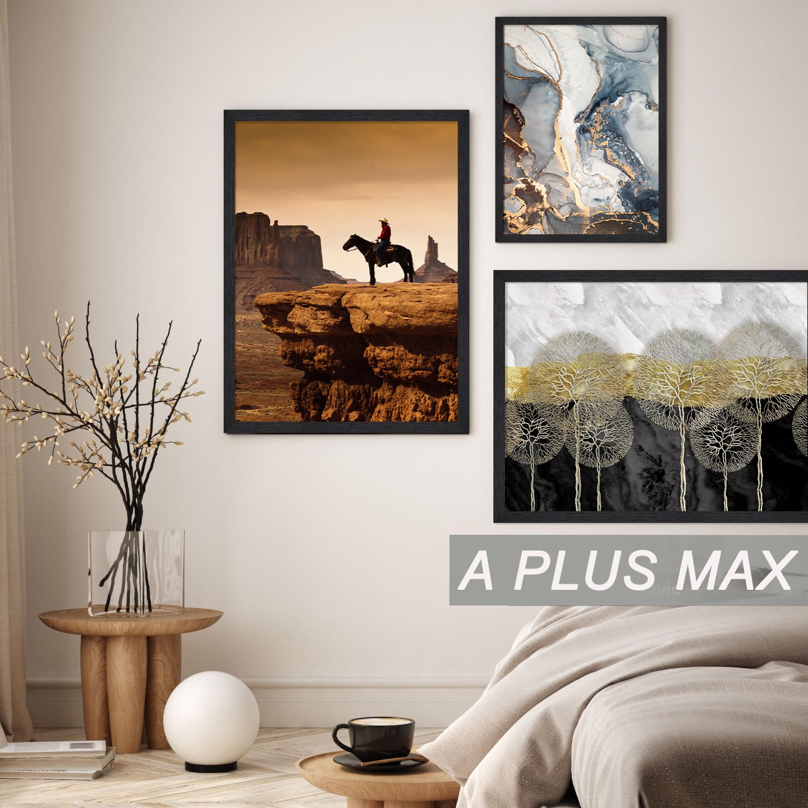 A PLUS MAX reminder to remove protective film before display.