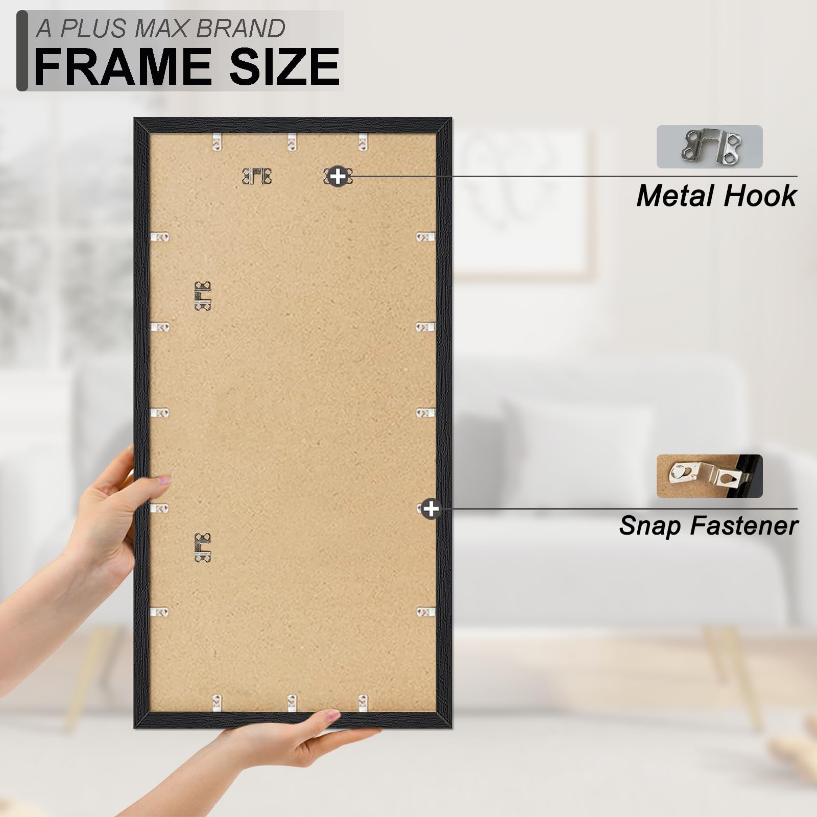A PLUS MAX wall-ready backboard and lightweight frame simplify hanging.