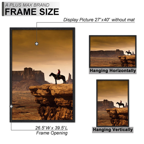 A PLUS MAX wood-grain 27x40 frame emphasizes classic style and durability