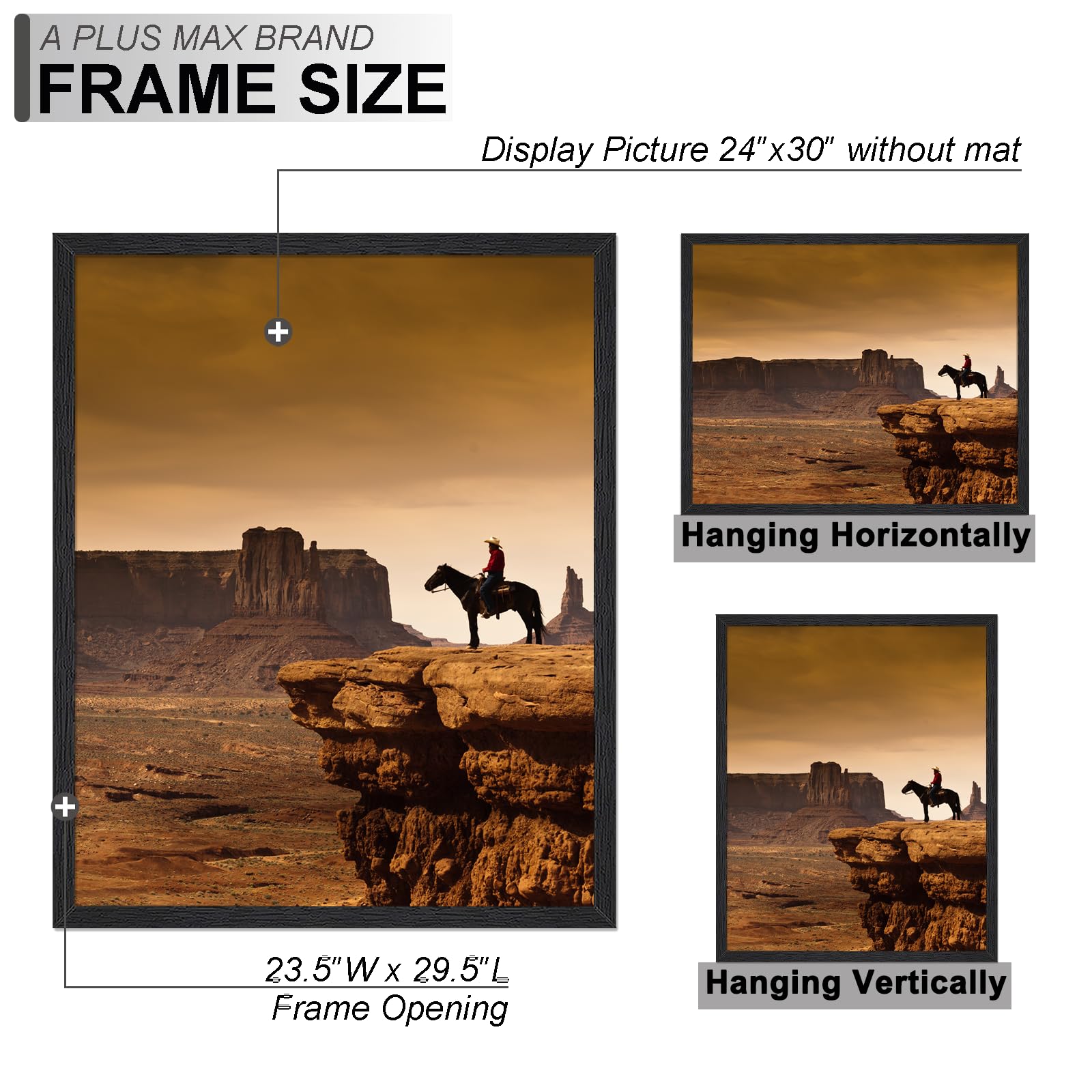 A PLUS MAX wood-grain frame texture highlighting premium craftsmanship.
