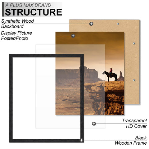 Black engineered wood frame mounted on wall for elegant display