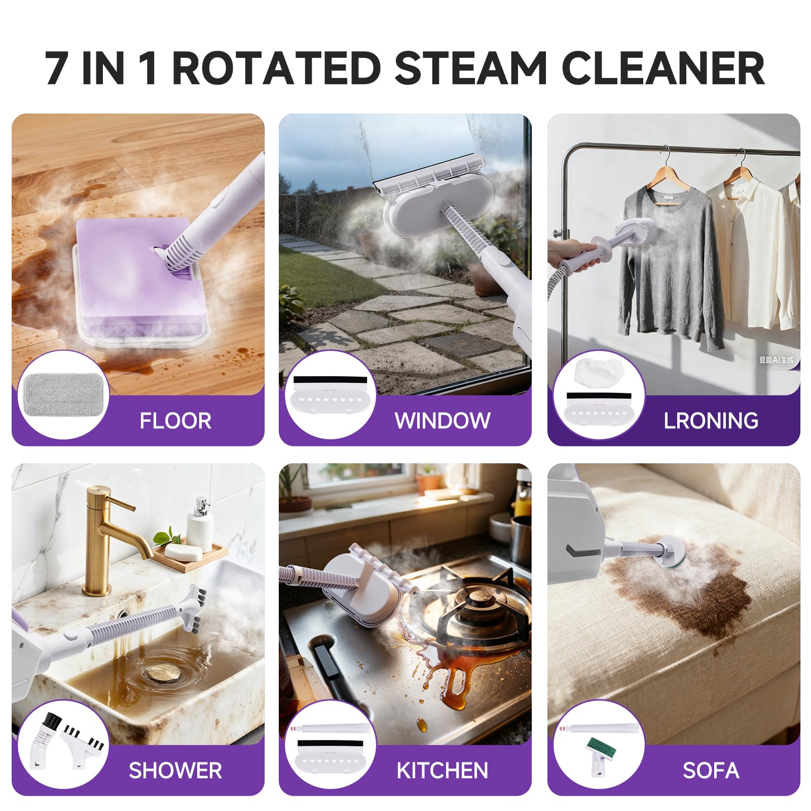 AAOBOSI steam mop in action on sealed hardwood floor lifting grime