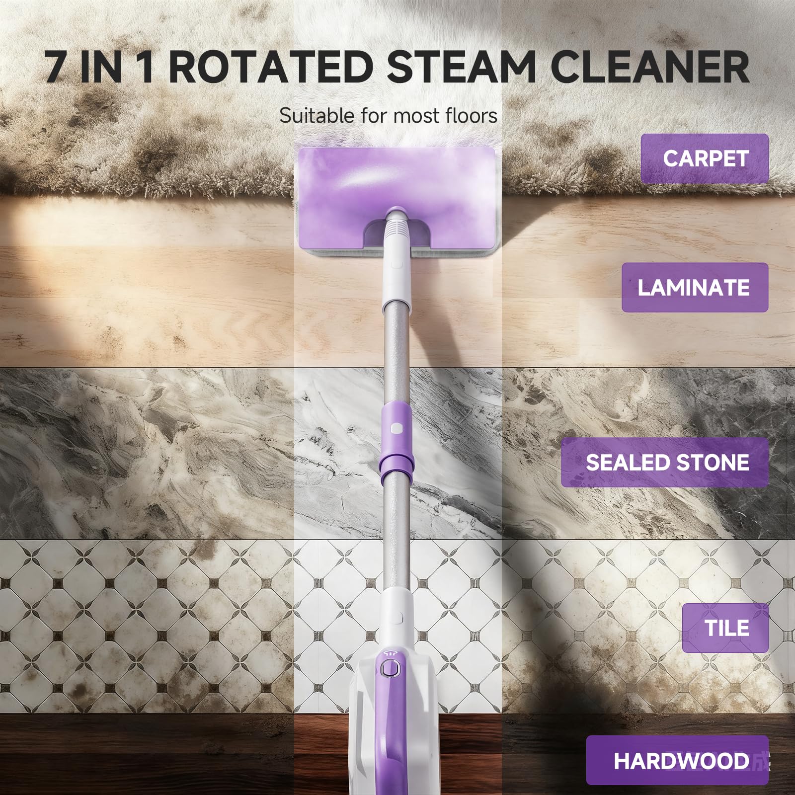 AAOBOSI steam mop handheld detached for quick spot-cleaning on floors