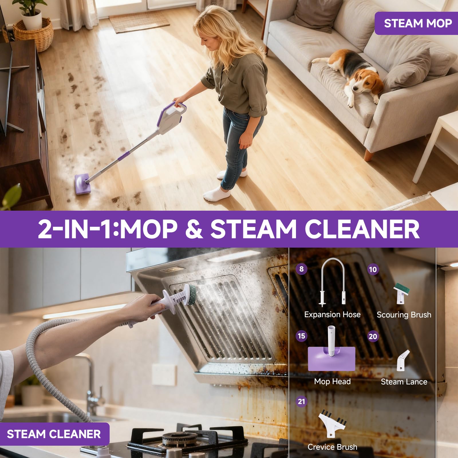 AAOBOSI steam mop showcasing quick-dry feature for fast readiness