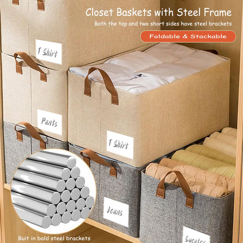 AARAINBOW foldable closet bin assembled neatly to save space and reduce clutter.