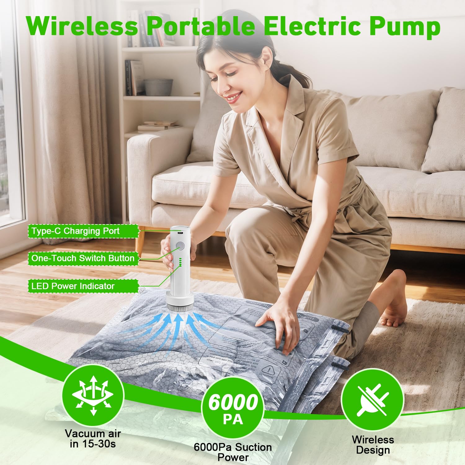 Aaronbird wireless pump shown for fast inflation and deflation during travel.