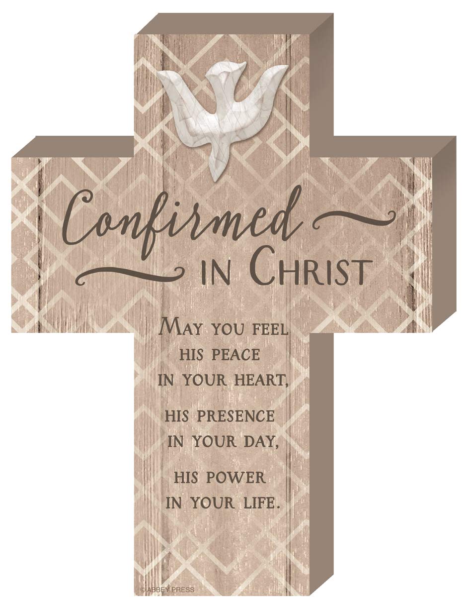Abbey Gift Confirmed in Christ cross with easel, for wall or shelf display
