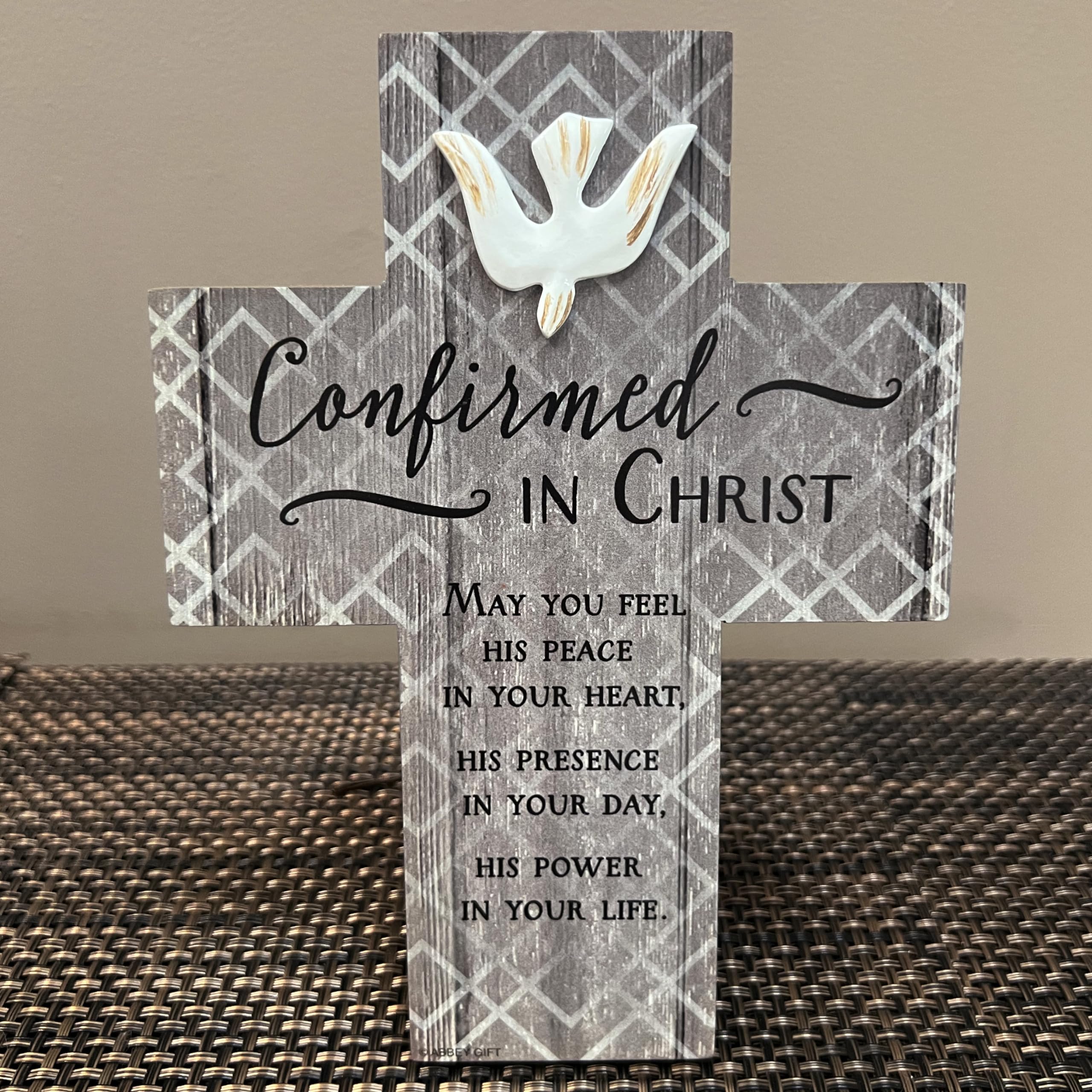 Abbey Gift wood cross with dove accent enhances faith-inspired home decor