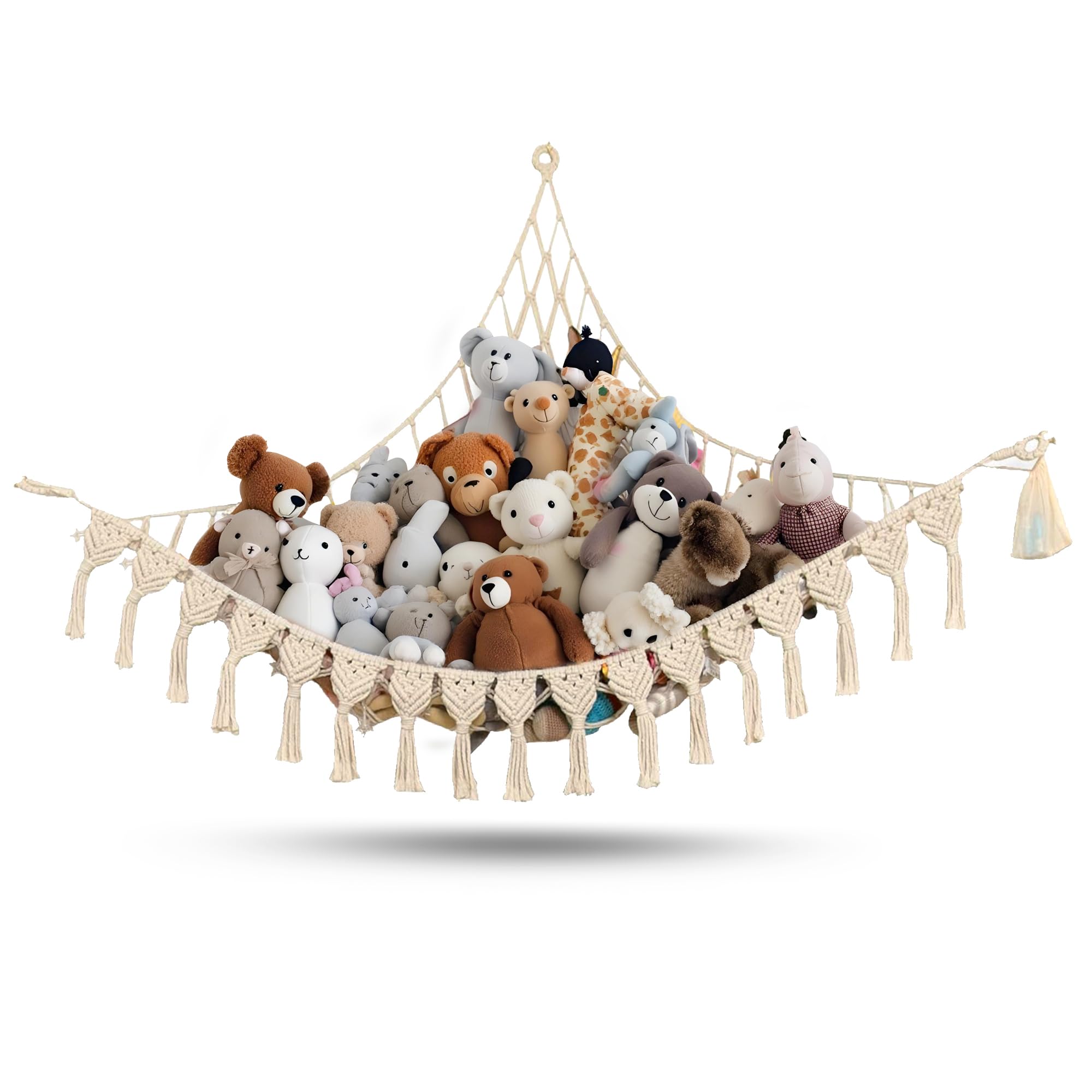 ABBY BABY extra large hammock plush storage in a nursery.