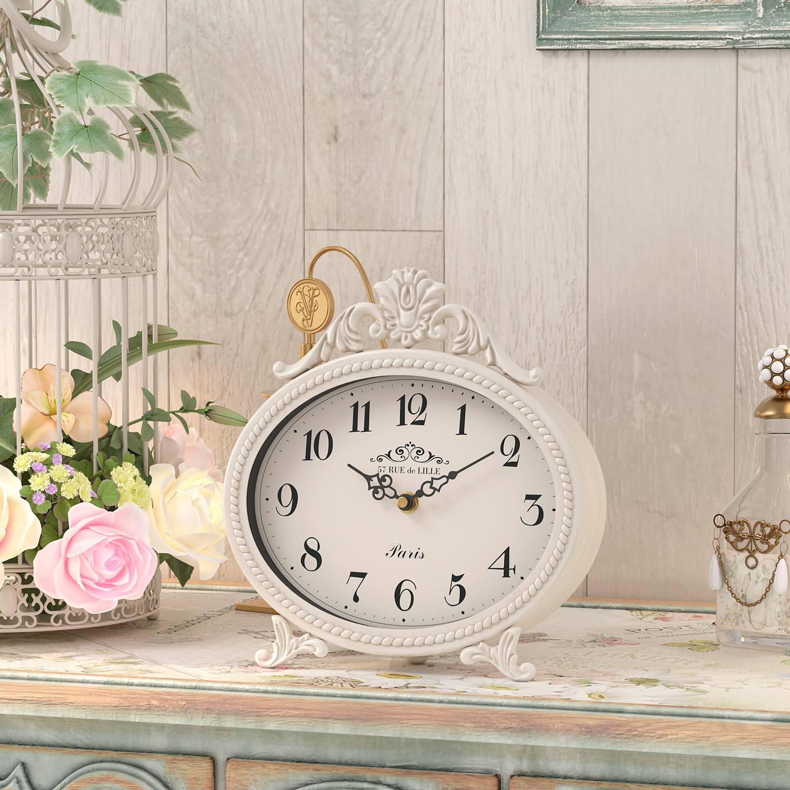 Abdurey desk or shelf decorative clock blends rustic decor.