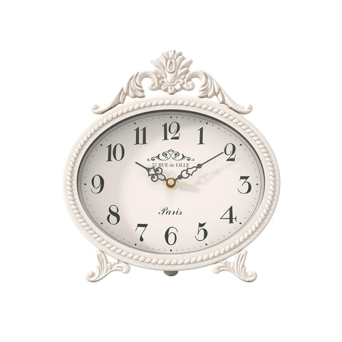 Abdurey vintage table clock on stand enhances desks with timeless charm.