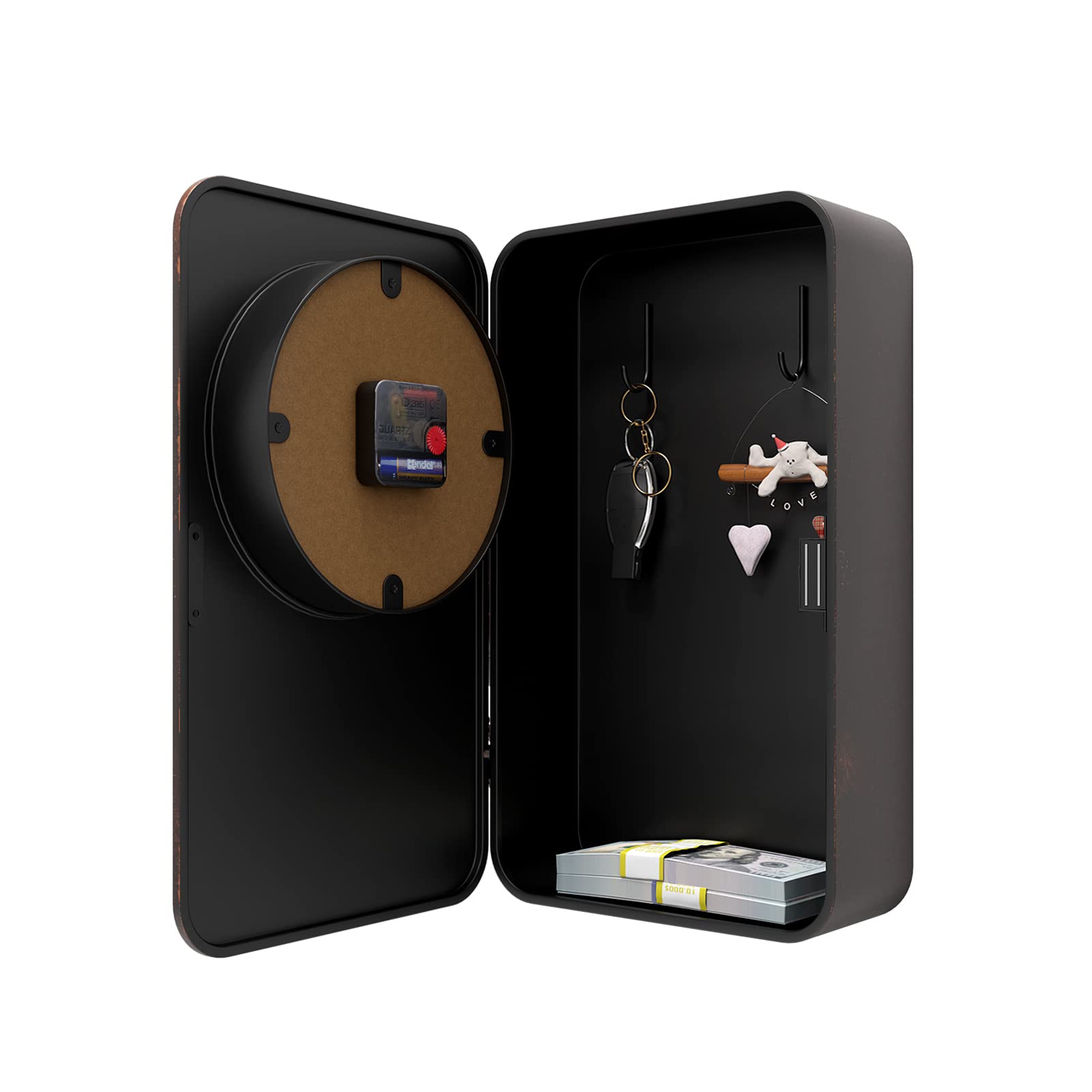 Abdurey wall clock back reveals two-slot mounting for easy installation.
