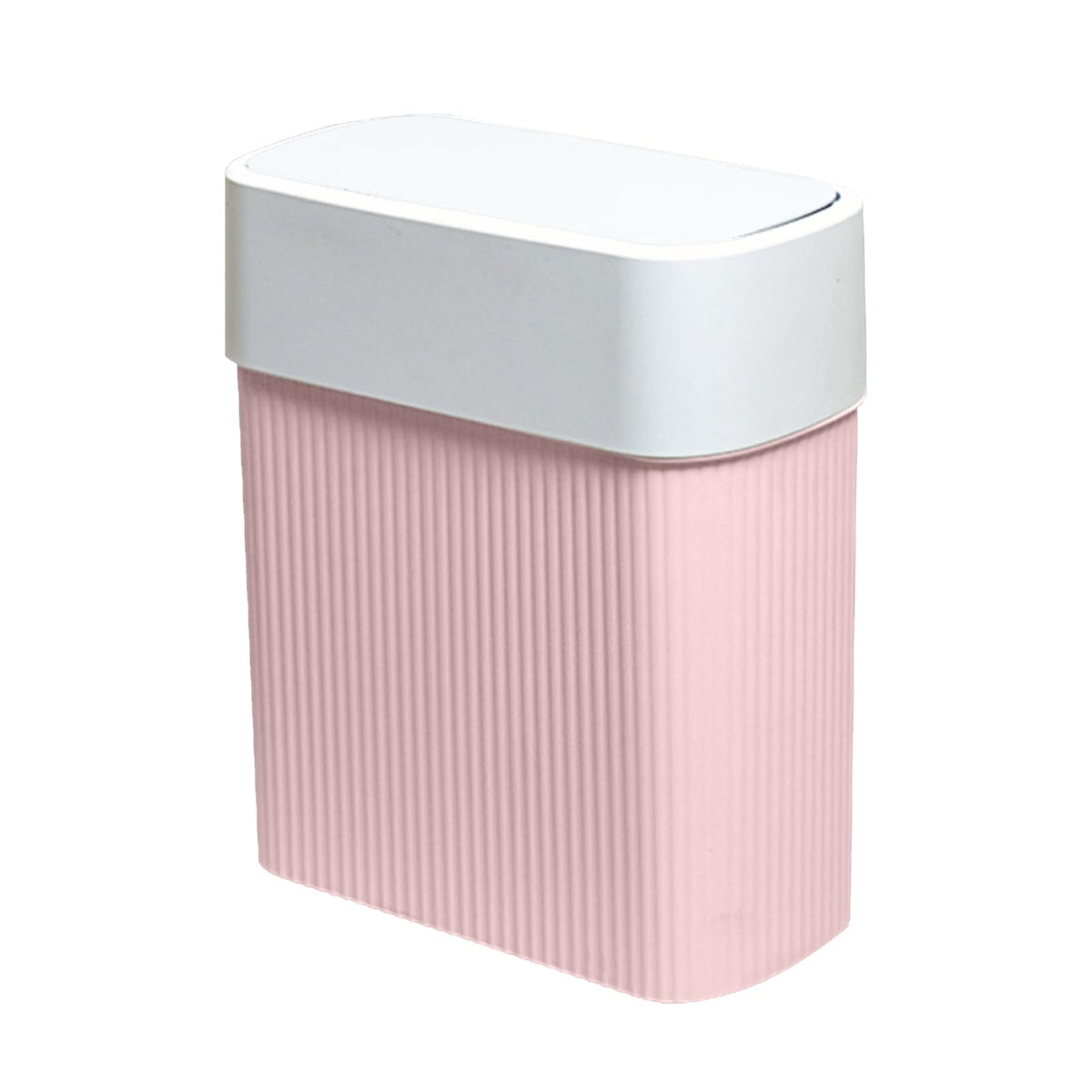 ABEETE pink bathroom trash can with press top lid for odor control