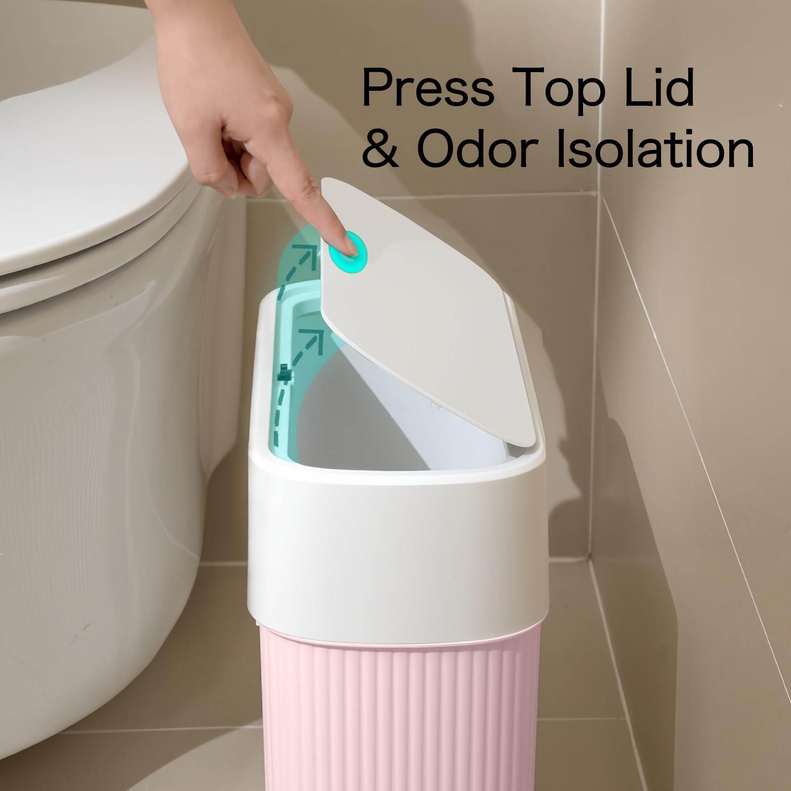 ABEETE slim 12L trash bin in pink fitting small kitchens and cabinets