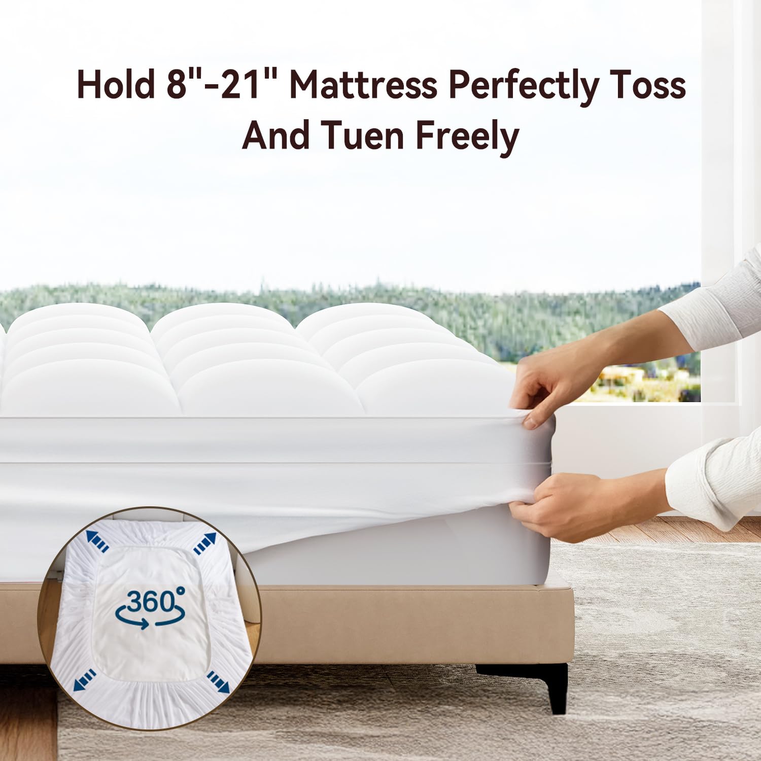ABENE Queen Topper fits 8-21 inch mattresses for versatility.