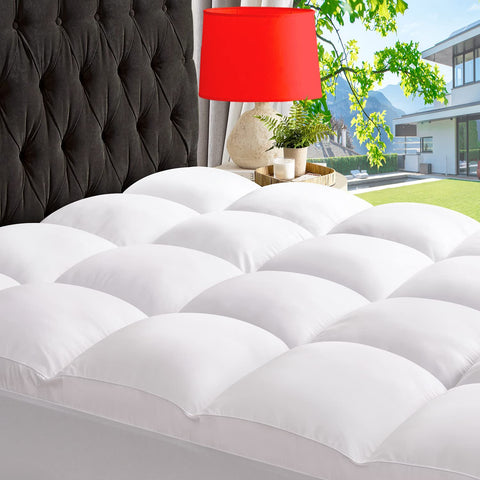 ABENE Queen Topper with soft plush cover enhances bed comfort.