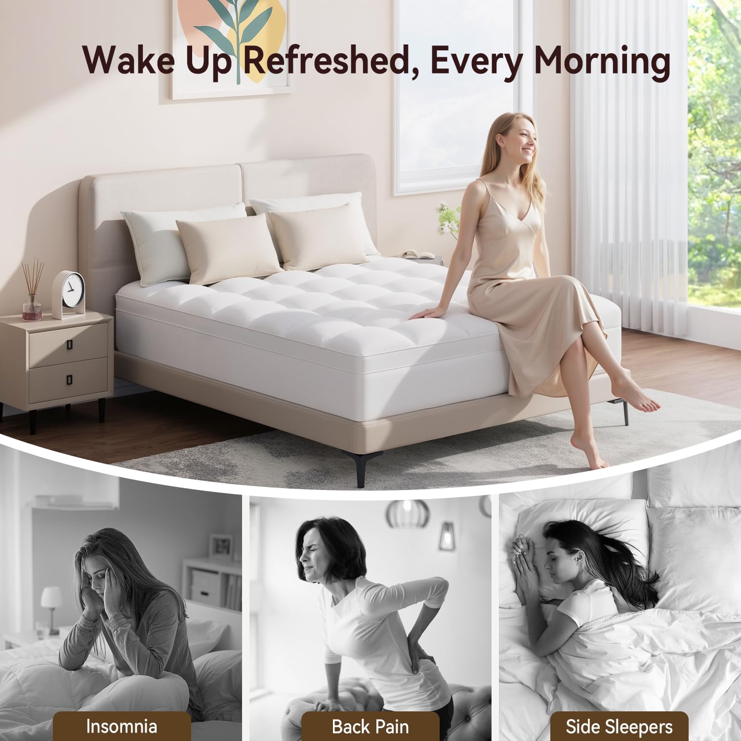 ABENE Queen Topper cooling layer promotes breathable sleep.