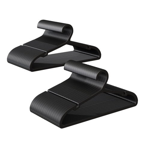 ABHENG 100-pack non-slip hangers with TPR grip keep garments secure.