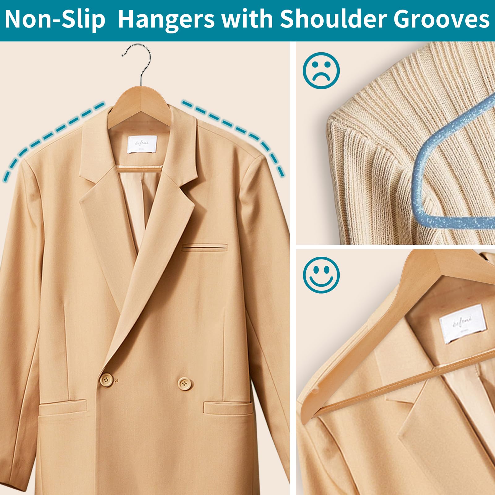 ABHENG 20-pack wooden coat hangers for closet refresh