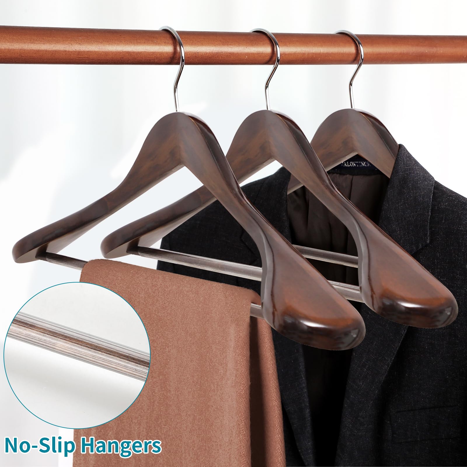 ABHENG 360-degree rotating hook enables flexible closet arrangement.