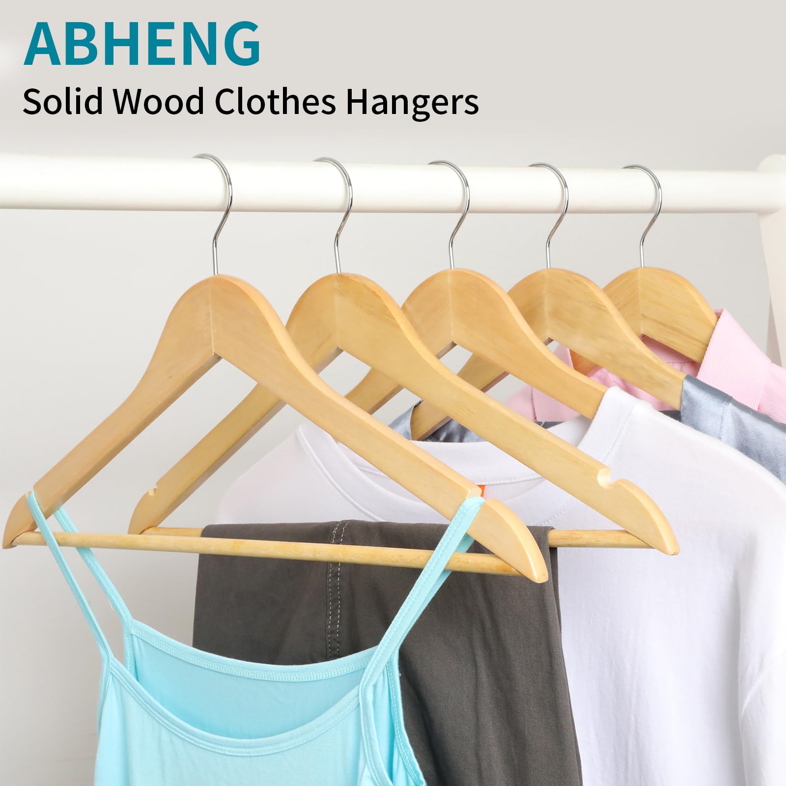 ABHENG anti-slip notches on wood hanger keep garments secure