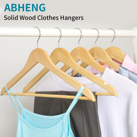 ABHENG anti-slip notches on wood hanger keep garments secure