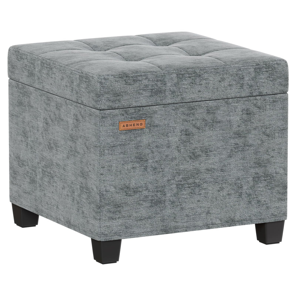 ABHENG Chenille cover steel-frame ottoman from the front shows sturdy build and neutral gray finish.