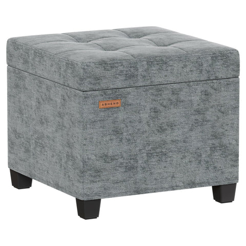 ABHENG Chenille cover steel-frame ottoman from the front shows sturdy build and neutral gray finish.