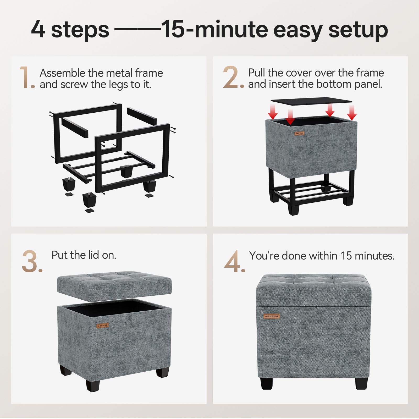 ABHENG Chenille ottoman in a dorm room serving as extra seating.