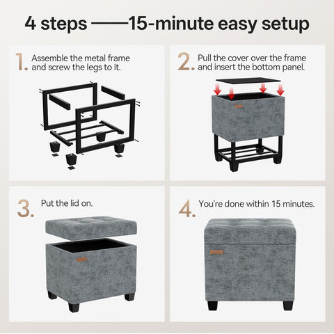 ABHENG Chenille ottoman in a dorm room serving as extra seating.