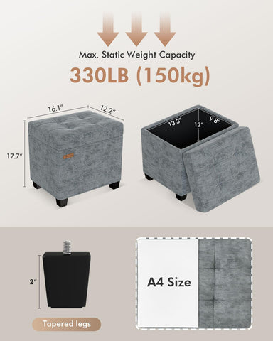 ABHENG Chenille ottoman used as a footrest beside a sofa.