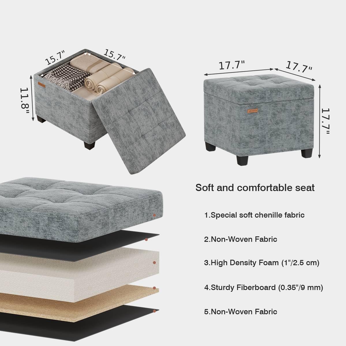 ABHENG Chenille cushion detail highlights breathable fabric and 2-inch foam support.