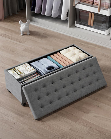 ABHENG Chenille storage ottoman end-of-bed bench for quick shoe access.