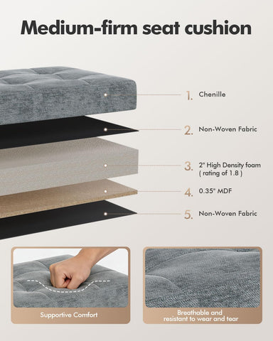 ABHENG Chenille storage ottoman interior storage space for clutter-free living.