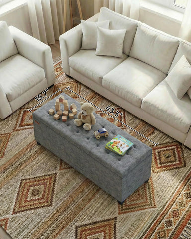 ABHENG Chenille storage ottoman supports up to 770 lbs for heavy-duty durability.