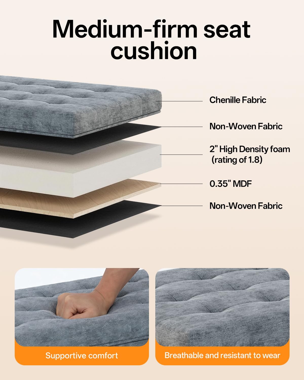 ABHENG Chenille storage ottoman versatile placement for bedroom or living room.