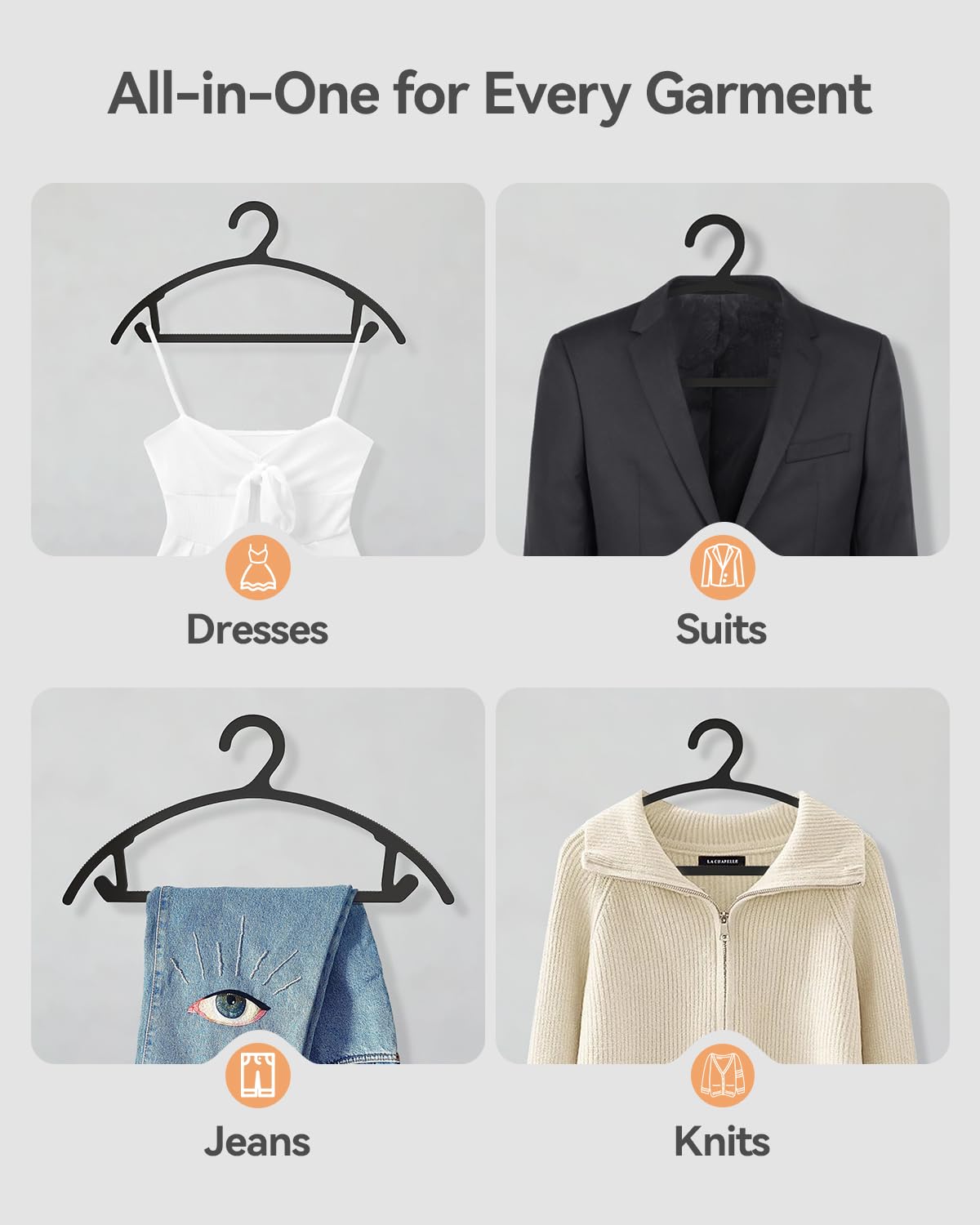 ABHENG versatile hangers manage mixed wardrobes for various clothing types