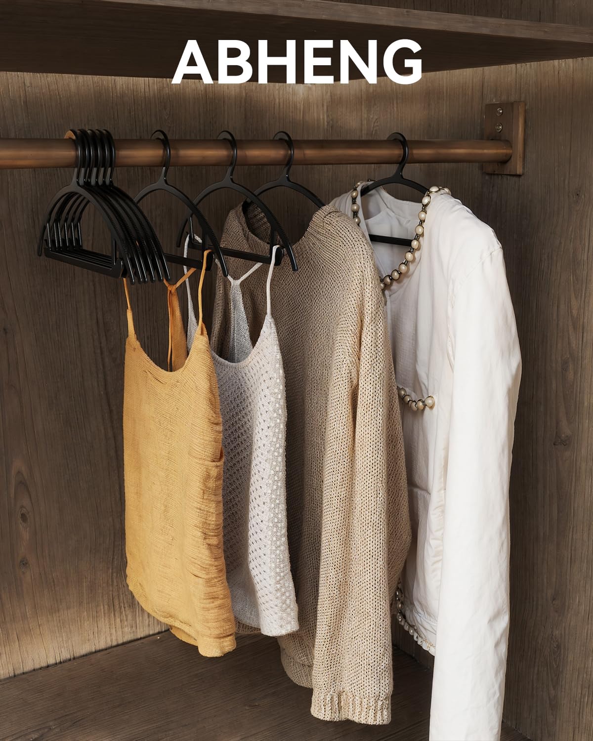 ABHENG heavy duty plastic hanger supports heavy garments without deformation