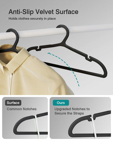 ABHENG multi-function wardrobe hangers organize shirts, dresses, and pants.
