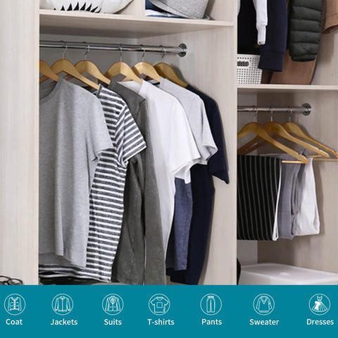 ABHENG natural wood hangers improve closet organization and presentation