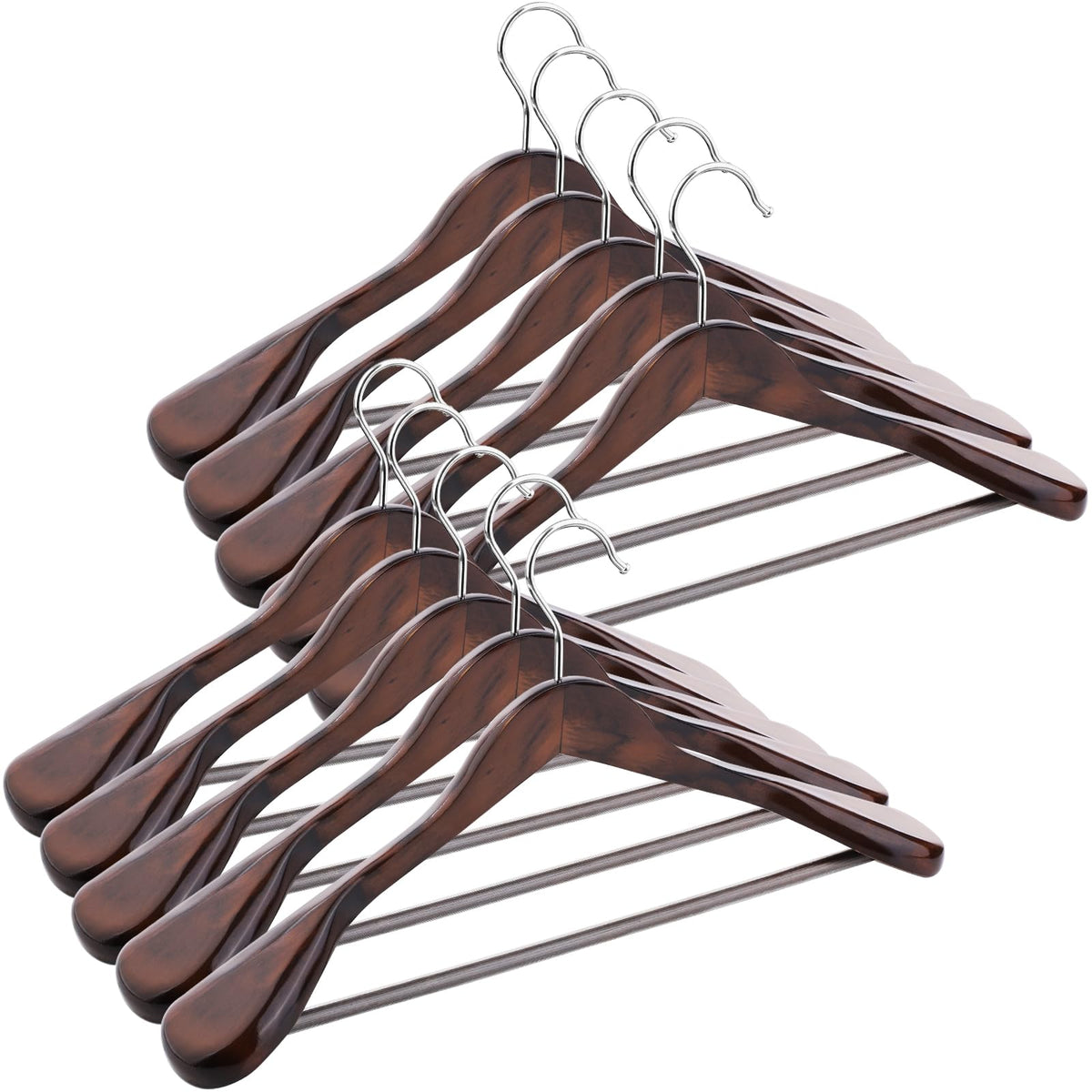ABHENG solid wood hanger with 360° swivel hook for flexible closet use