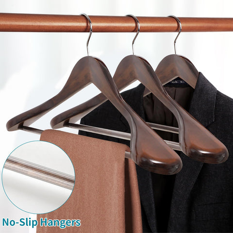 ABHENG solid wood hanger in dark walnut finish adds premium look