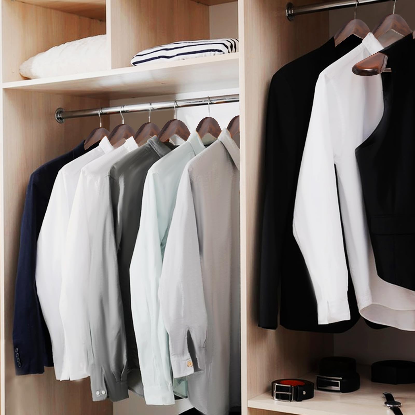 ABHENG 10-pack solid wood hangers for organized wardrobes