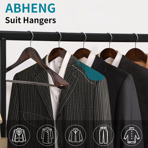 ABHENG solid wood hanger with extra wide shoulders for garment support
