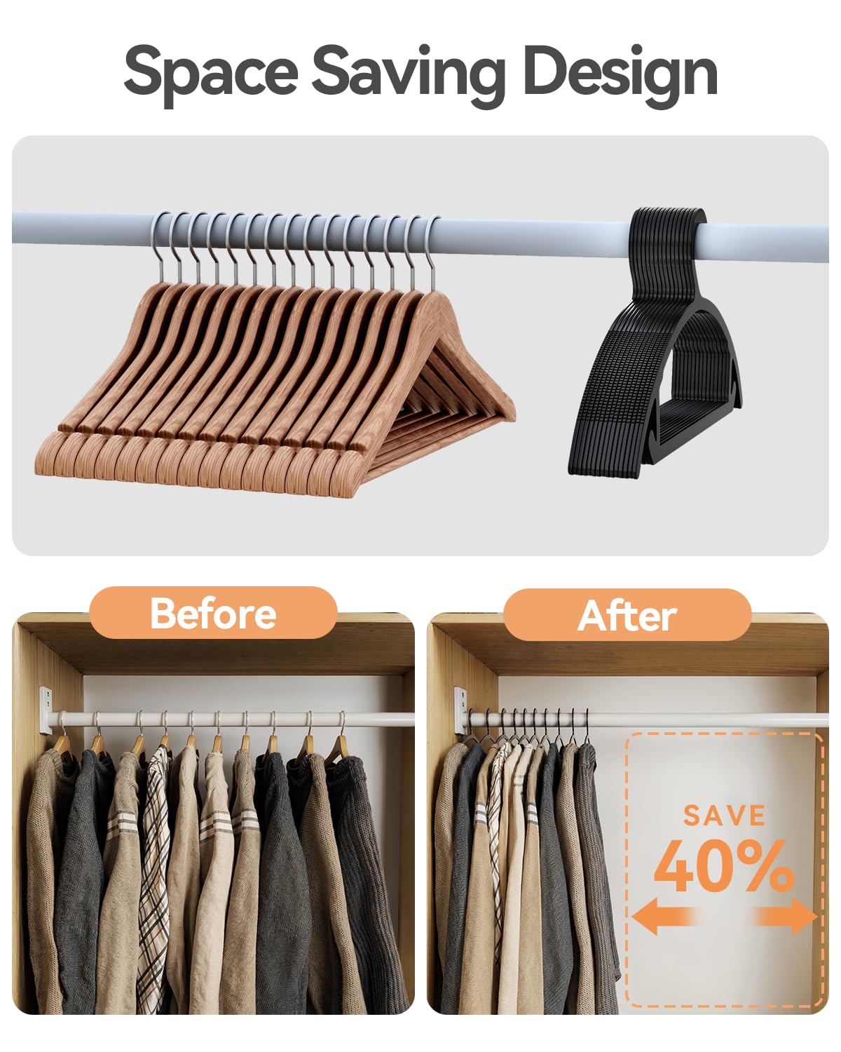 ABHENG space saving hangers maximize closet space for organized wardrobes
