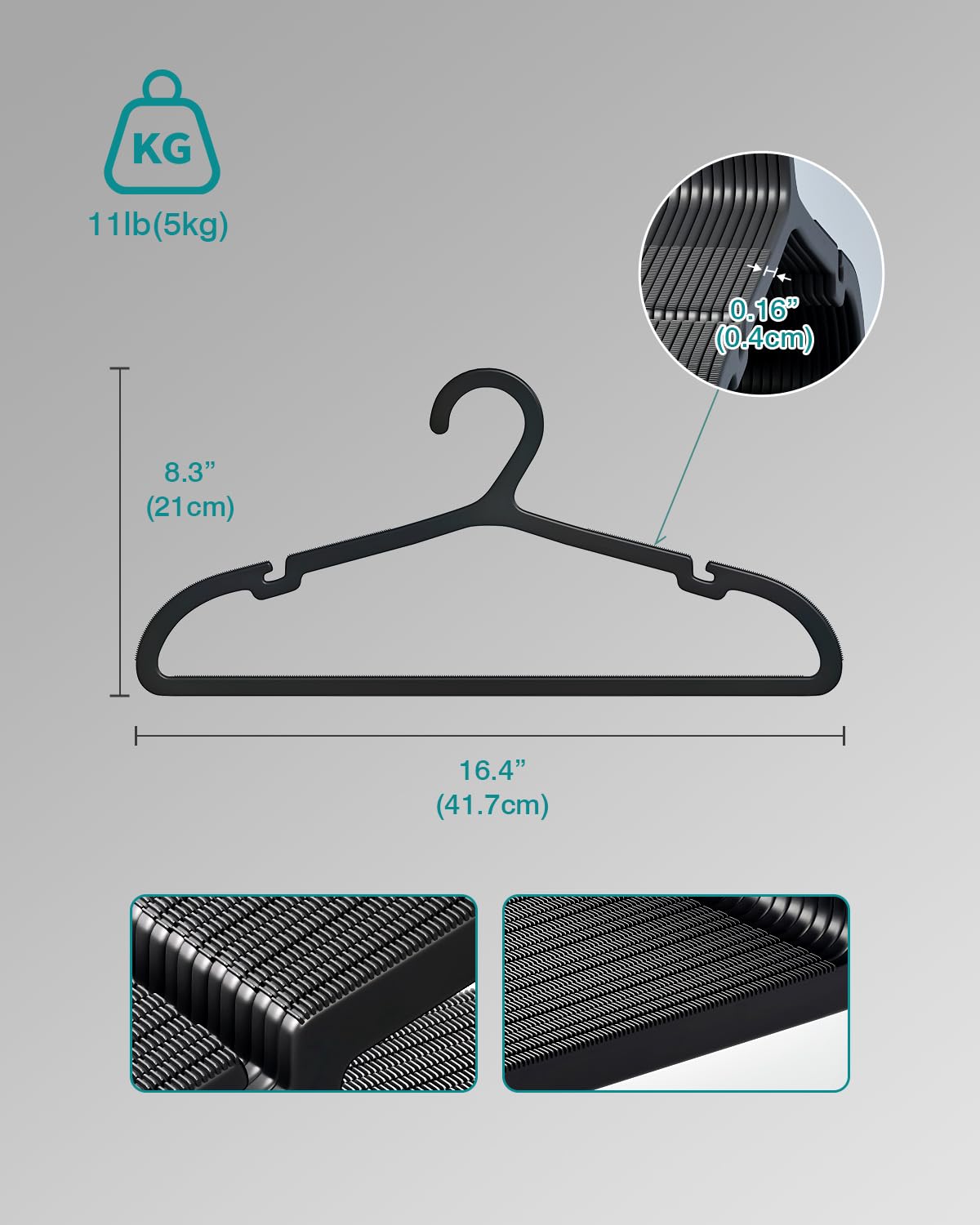 ABHENG each hanger holds up to 11 pounds for sturdy garments.